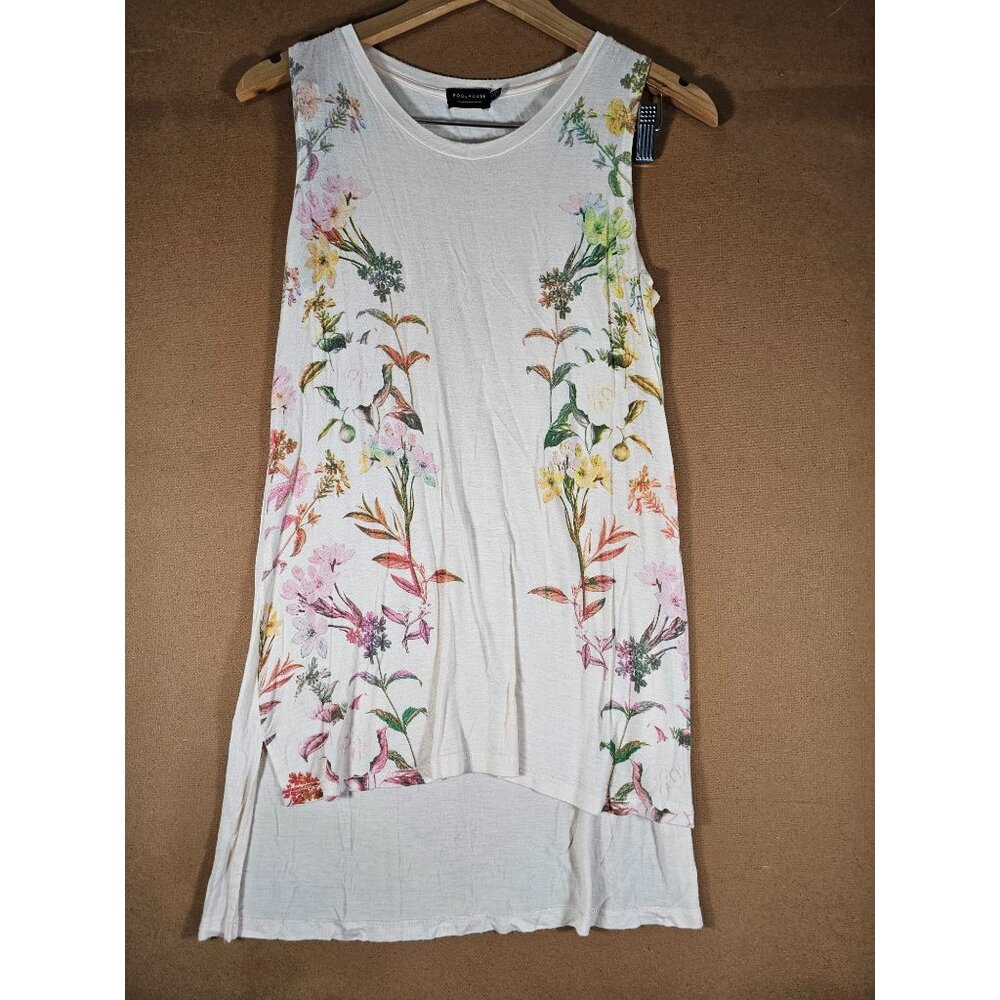 Poolhouse Pale Peach Floral Tank Top Size S
